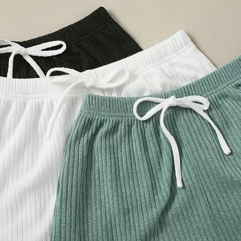 GREEN 2 Piece Set Ribbed Lounge Wear - Picture 4 of 7